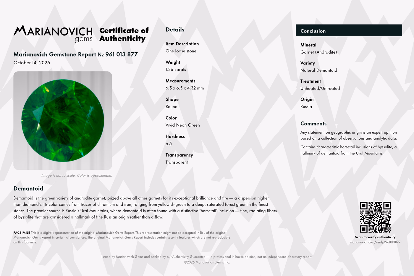 Certificate of Authenticity