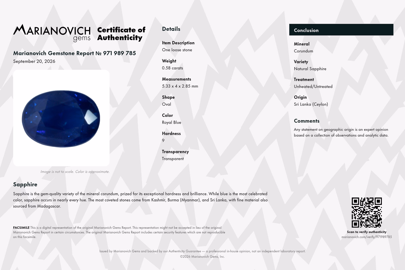 Certificate of Authenticity