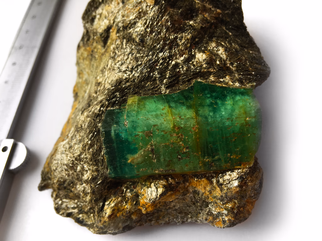 Raw Russian emerald crystal in matrix from the Malysheva Mine, Ural Mountains