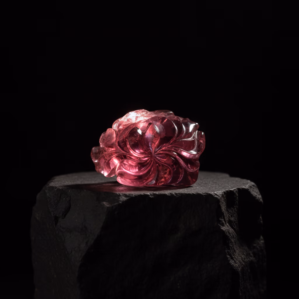 The Pamir Rose on a stone pedestal